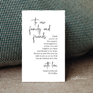 Carte D'accompagnement Script minimaliste moderne, Merci Mariage Enclos