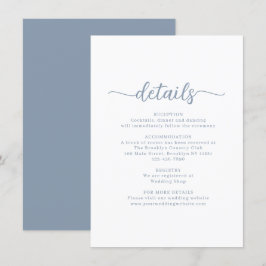 Carte D'accompagnement Script moderne Dusty Détails du Mariage