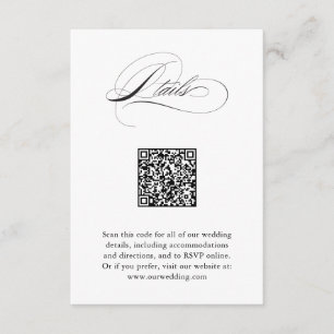 Carte D'accompagnement Script moderne élégant QR Code Détails du Mariage