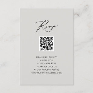 Carte D'accompagnement Script moderne gris élégant Simple QR Wedding RSVP