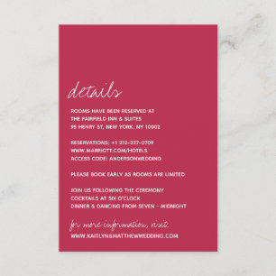 Carte D'accompagnement Script moderne Viva Magenta Mariage minimaliste