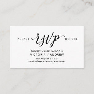 Carte D'accompagnement Script noir esthétique, Partie RSVP répondre