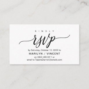 Carte D'accompagnement Script noir esthétique, réponse de RSVP de mariage