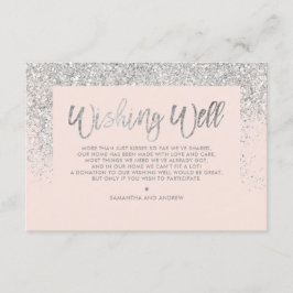 Carte D'accompagnement Script parties scintillant argent rose vif souhait