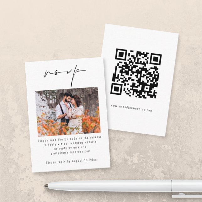 Carte D'accompagnement Script Photo QR Code Mariage RSVP (Créateur téléchargé)