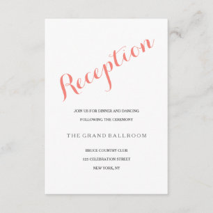Carte D'accompagnement Script Rose Corail   Carton d'invitation de récept