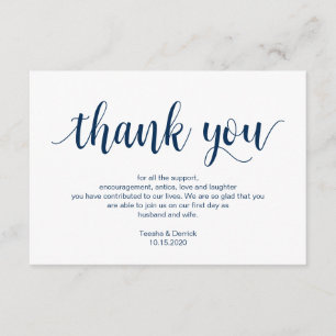 Carte D'accompagnement Script rustique, bleu marine, Merci Mariage