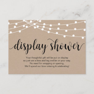 Carte D'accompagnement Script Rustique, Kraft, Éclairage à cordes douche