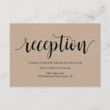 Script rustique, kraft noir, Réception de mariage