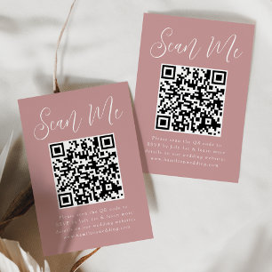 Carte D'accompagnement Script simple Dusty Rose QR Code Mariage RSVP