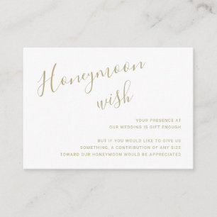 Carte D'accompagnement Script simple élégant Lune de miel Wish Gold Maria