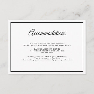 Carte D'accompagnement Script simple et élégant Minimal White Mariage Dét