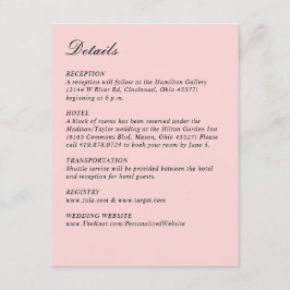 Carte D'accompagnement Script simple Joli rose Mariage vertical