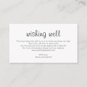 Carte D'accompagnement Script simple Mariage noir et blanc Wishing well
