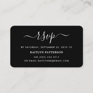 Carte D'accompagnement Script simple moderne noir et blanc RSVP