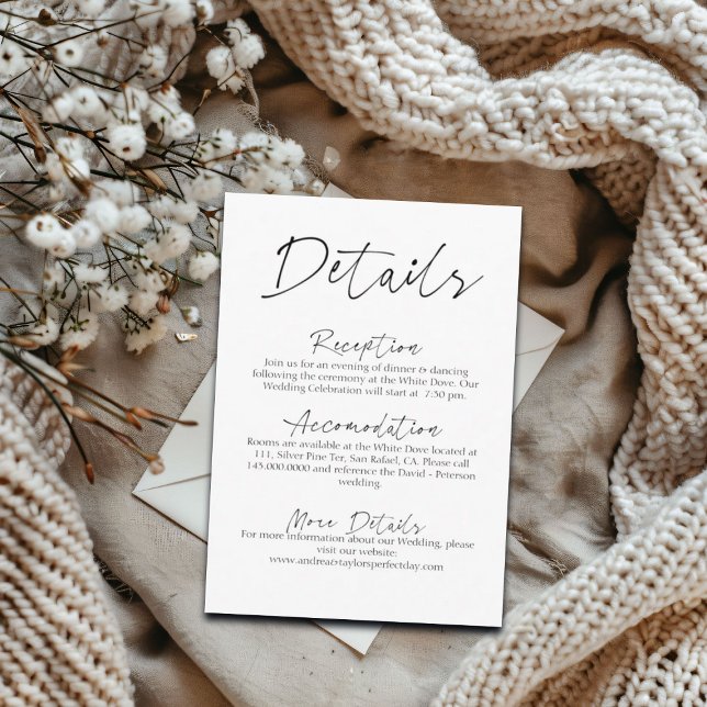 Carte D'accompagnement Script simple pour détails Mariages (Créateur téléchargé)