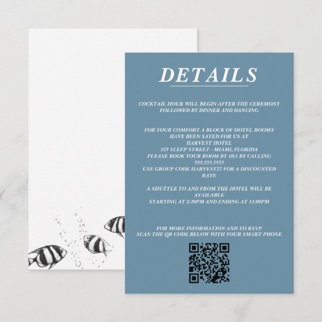 Carte D'accompagnement Scuba Couple QR Code et détails (Devant / Derrière)