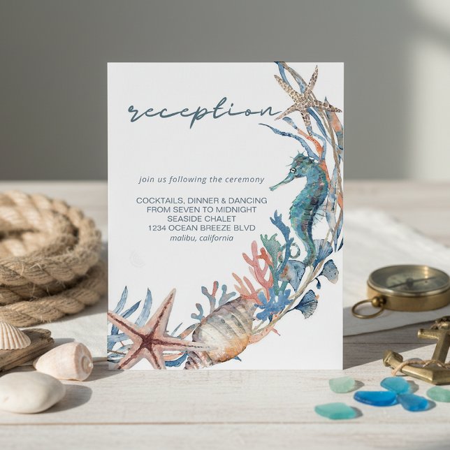 Carte D'accompagnement Sea Wreath | Réception De Mariage De Plage (Créateur téléchargé)