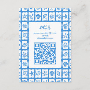 Carte D'accompagnement Seashell Grid Beach Wedding Code QR PERSONNALISÉ