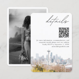 Carte D'accompagnement Seattle Mariage Kerry Park Détails QR Code Petit