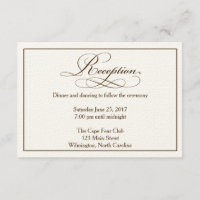 Sepia Wedding Reception Details Card