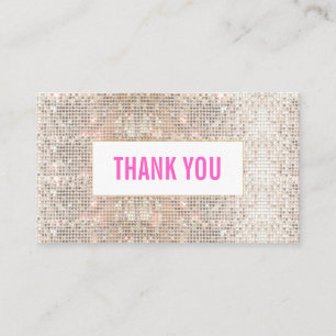 Carte D'accompagnement Séquins Argent Faux Cute Merci rose Insertion
