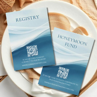 Carte D'accompagnement Serene Blue Abstract Beach Wedding Registry