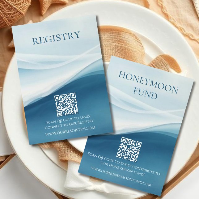 Carte D'accompagnement Serene Blue Abstract Beach Wedding Registry (Serene Blue Abstract Beach Wedding Registry Enclosure Card)