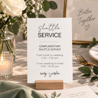 Carte D'accompagnement Service de navette Mariage minimaliste moderne