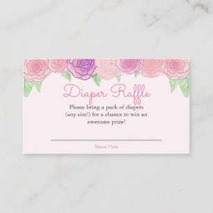 Carte D'accompagnement Shabby Floral Rose Baby shower Déchets Raffle