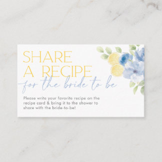 Carte D'accompagnement Share a recipe card Main Squeeze Bridal Shower