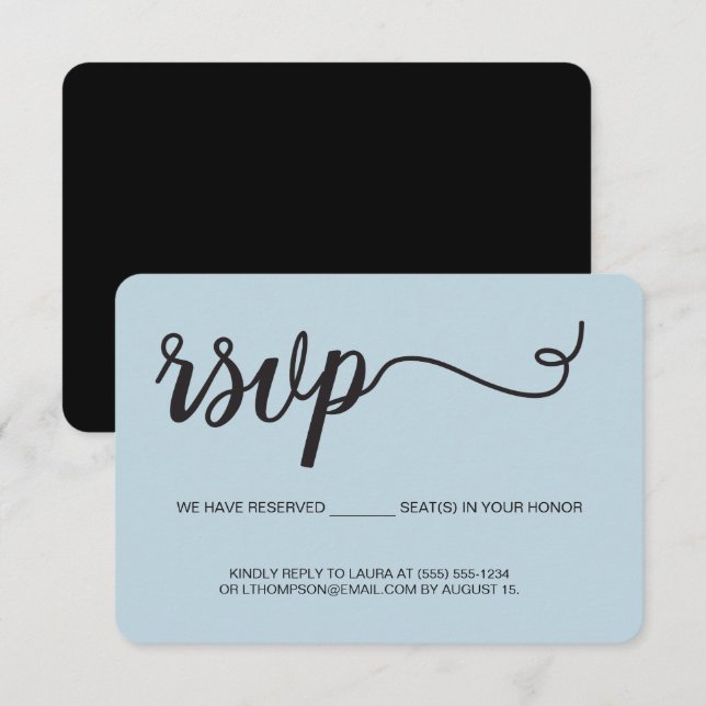 Carte D'accompagnement Siège réservé Dusty Blue RSVP sans envoi (Devant / Derrière)