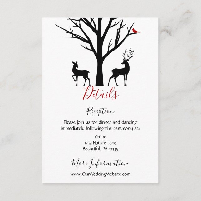 Carte D'accompagnement Silhouette Deer Couple Winter Love Détails du Mari (Devant)
