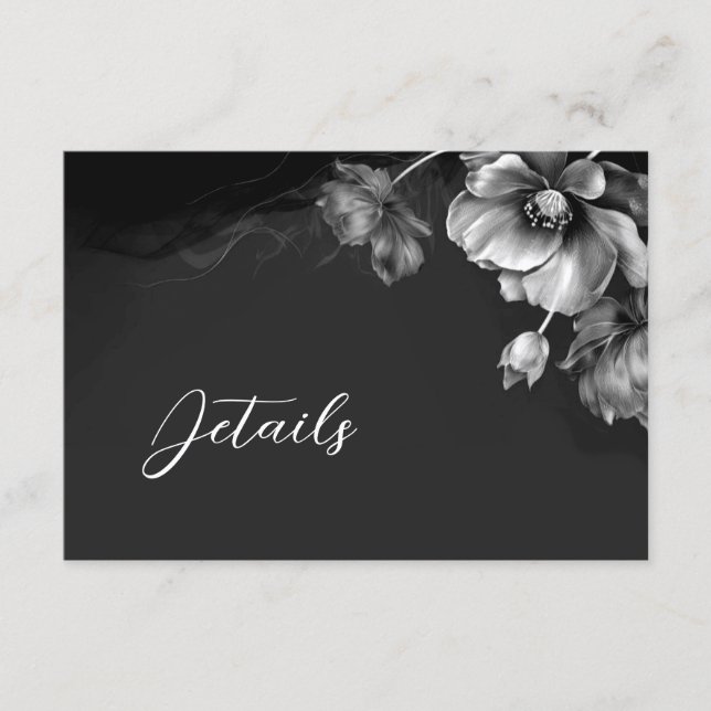 Carte D'accompagnement Silver Black Floral Details (Devant)