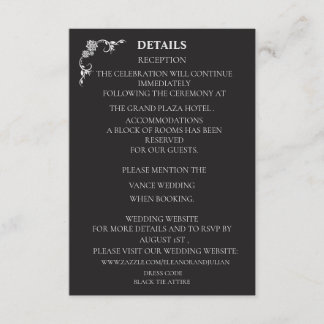 Carte D'accompagnement Silver Elegance Collection Wedding Details Card