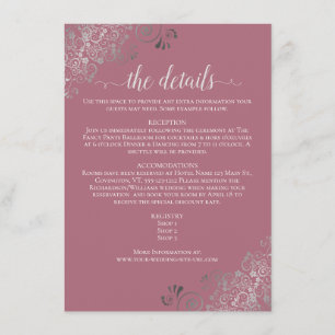 Carte D'accompagnement Silver Frills Chic Dusty Rose Détails sur le Maria