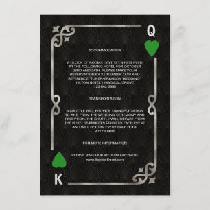 Carte D'accompagnement Silver Green Casino Vegas Poker Détails du Mariage