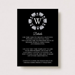 Carte D'accompagnement Silver Parties scintillant Poker Chip Casino Maria