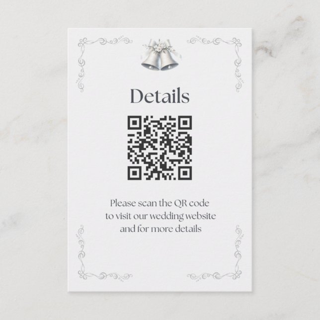 Carte D'accompagnement Silver Wedding Bells Details Enclosure (Devant)