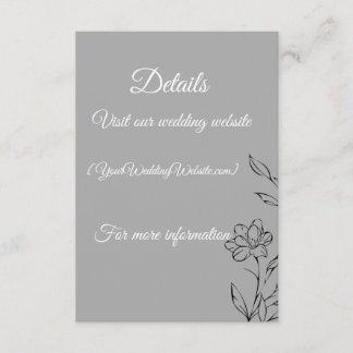 Carte D'accompagnement Silver Wedding Details Card – Editable 3.5x5 Weddi