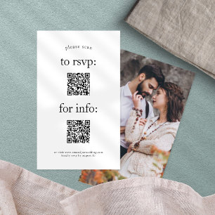 Carte D'accompagnement Simple 2 QR Codes RSVP Information Mariage photo