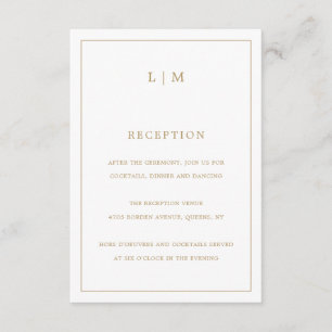 Carte D'accompagnement Simple Antique Or Monogramme Mariage élégant