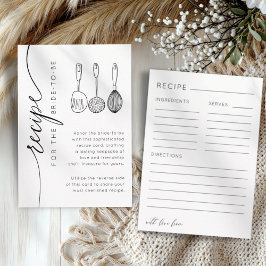 Carte D'accompagnement Simple Black & White Recipe Bridal Shower