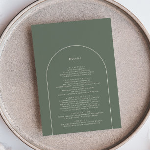 Carte D'accompagnement Simple Boho Arch Sage Green Détails du Mariage