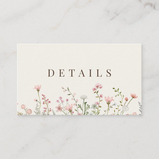 Carte D'accompagnement Simple Boho Fleur sauvage Beige Détails (Devant)