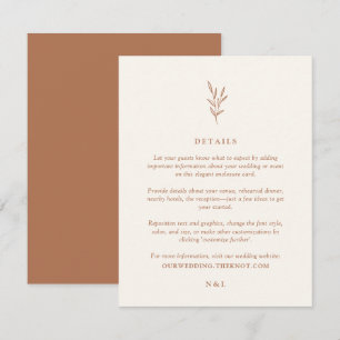 Carte D'accompagnement Simple Botanique Burnt Orange Détails Mariage Encl