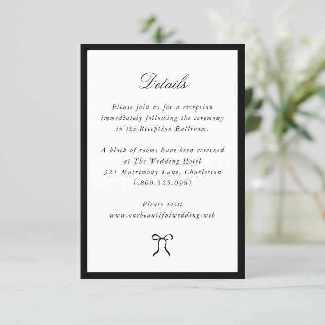 Carte D'accompagnement Simple Bow Classic Wedding (Debout devant)