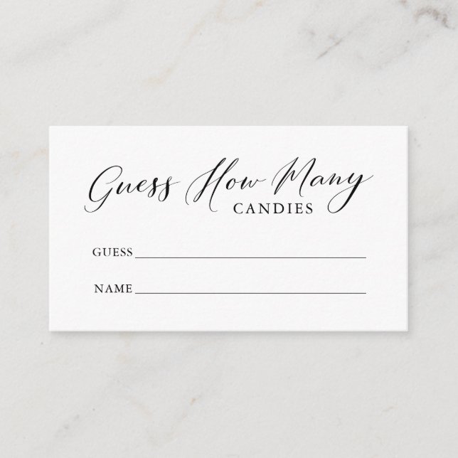 Carte D'accompagnement Simple Calligraphie Devine Combien De Candies (Devant)