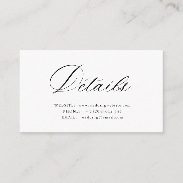 Carte D'accompagnement Simple calligraphy QR code wedding details card (Devant)