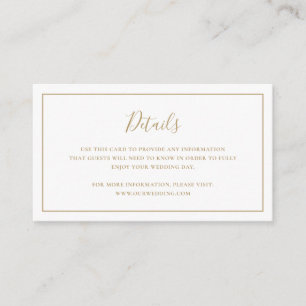 Carte D'accompagnement Simple classique élégant Mariage d'or formel